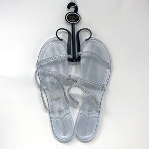 Charles Albert Rubber Sparkly Strappy Sandal, Women's Size XL 9/10 - Clear